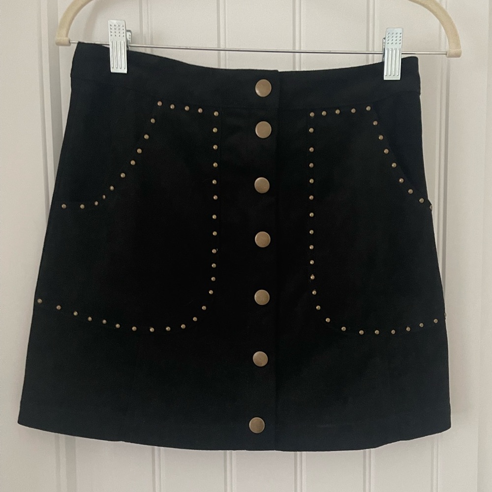 Suede studded skirt